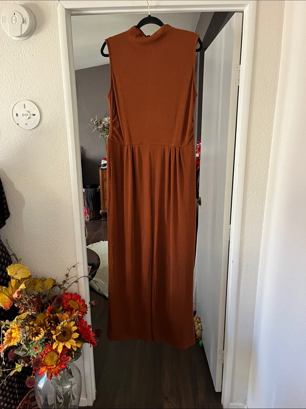 Sleeveless Mock Neck Jumpsuit in Rust nwt